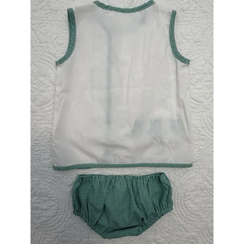 Cafe Du Monde Inspired Baby Outfit 18M New Orleans Beignet Gingham Bloomer Set